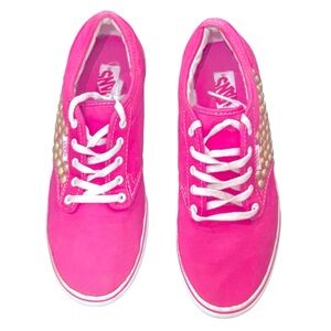 Hot Pink Vans with Golden Embellishments Women’s 7.5 Atwood Low Top Sneakers